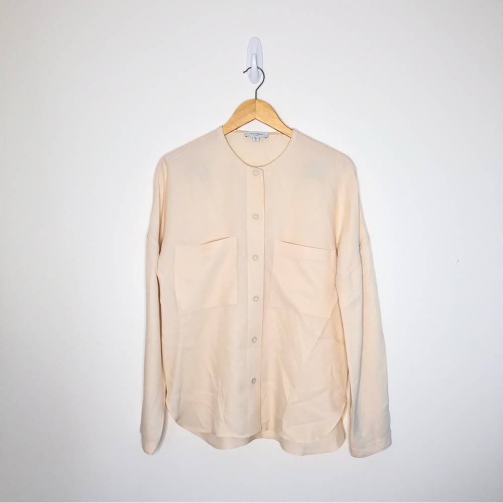 Equipment Cream Front Pockets Long Sleeve Top XS